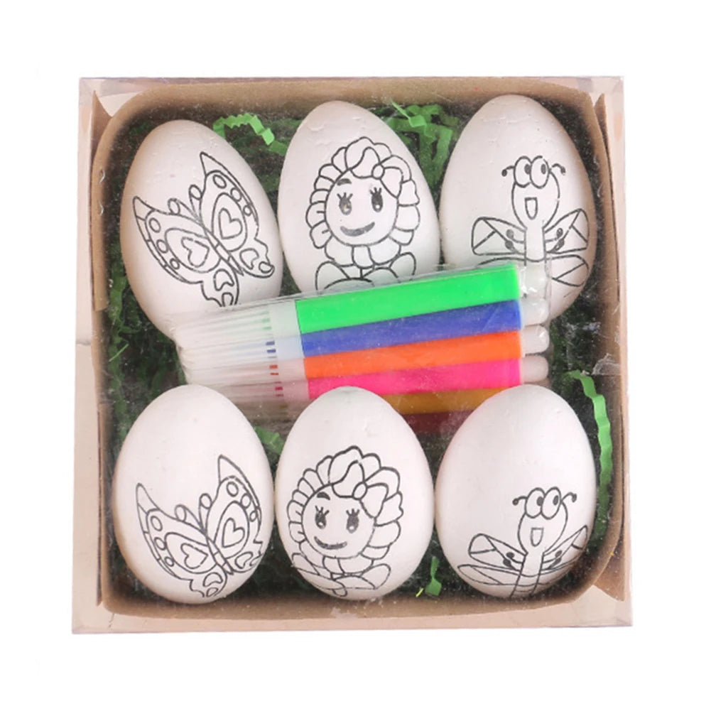 LulliNini DIY Painting Easter Eggs with Paint Pen Foam Easter Eggs DIY Doodle Kit for Easter Theme Party