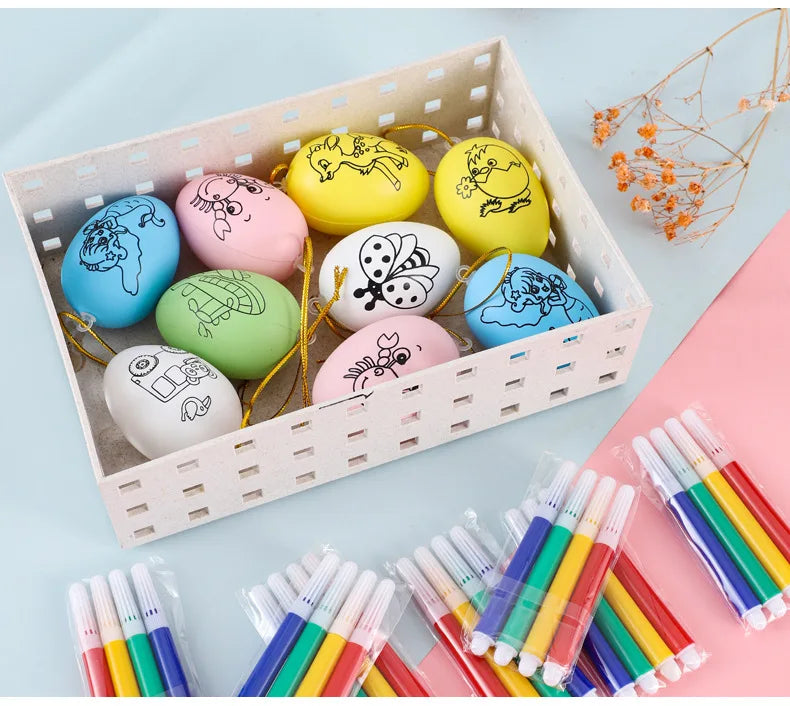 LulliNini 10Pcs DIY Arts Painting Eggs Color Filling Drawing Toys for Kids Birthday Party Favors Kindergarte Prizes Baby Shower Party Gift