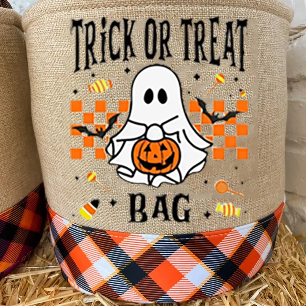 Halloween Trick or Treat Bucket — Spooky Candy Basket Tote for Kids & Fall Festival Parties