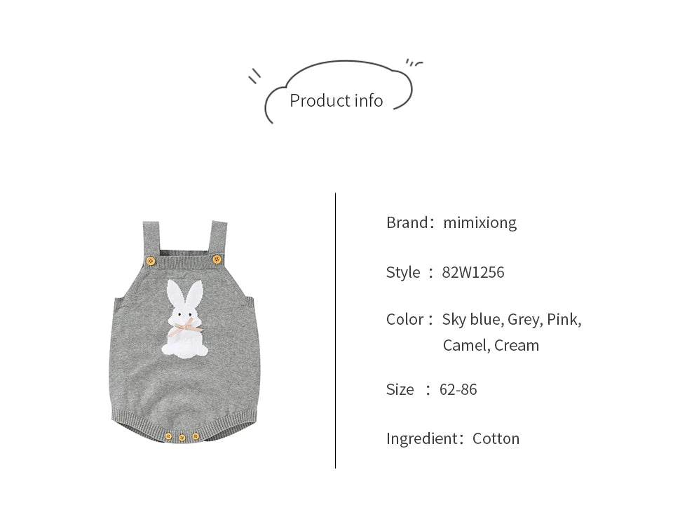 Babelio Baby Bodysuits Clothes Spring Autumn Rabbit Knitted Newborn Boys Girls Easter Onesie Clothes 0-18m Cotton Knitted Infant Outfits