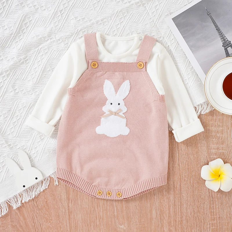 Babelio Baby Bodysuits Clothes Spring Autumn Rabbit Knitted Newborn Boys Girls Easter Onesie Clothes 0-18m Cotton Knitted Infant Outfits