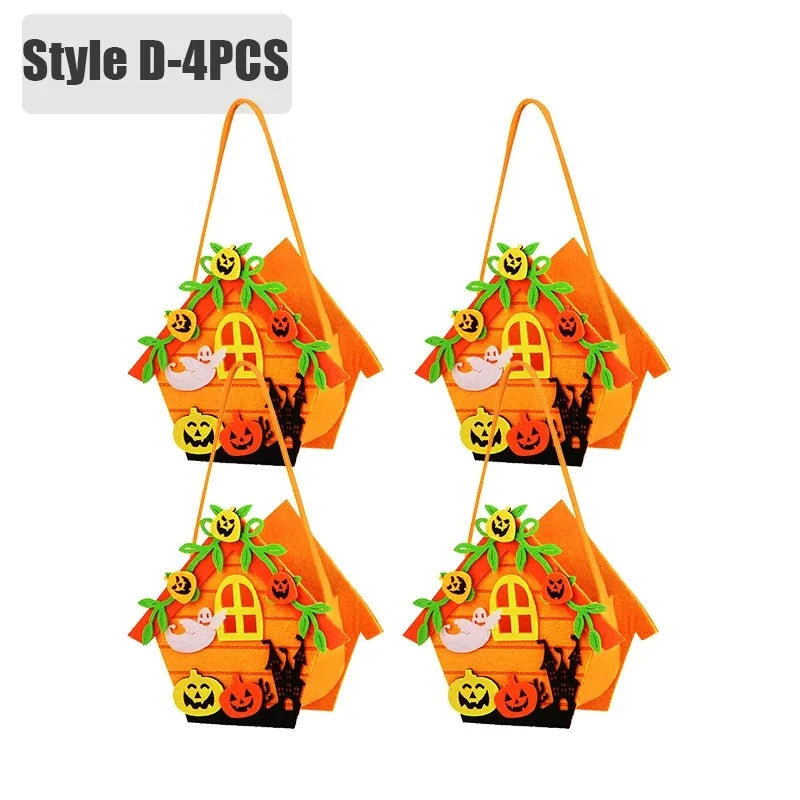Halloween Pumpkin Candy Bags — 1–6 PCS Felt Trick or Treat Tote for Kids Party