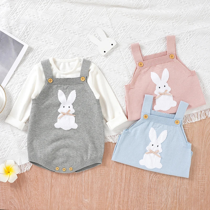 Babelio Baby Bodysuits Clothes Spring Autumn Rabbit Knitted Newborn Boys Girls Easter Onesie Clothes 0-18m Cotton Knitted Infant Outfits