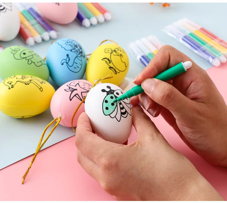 LulliNini 10Pcs DIY Arts Painting Eggs Color Filling Drawing Toys for Kids Birthday Party Favors Kindergarte Prizes Baby Shower Party Gift