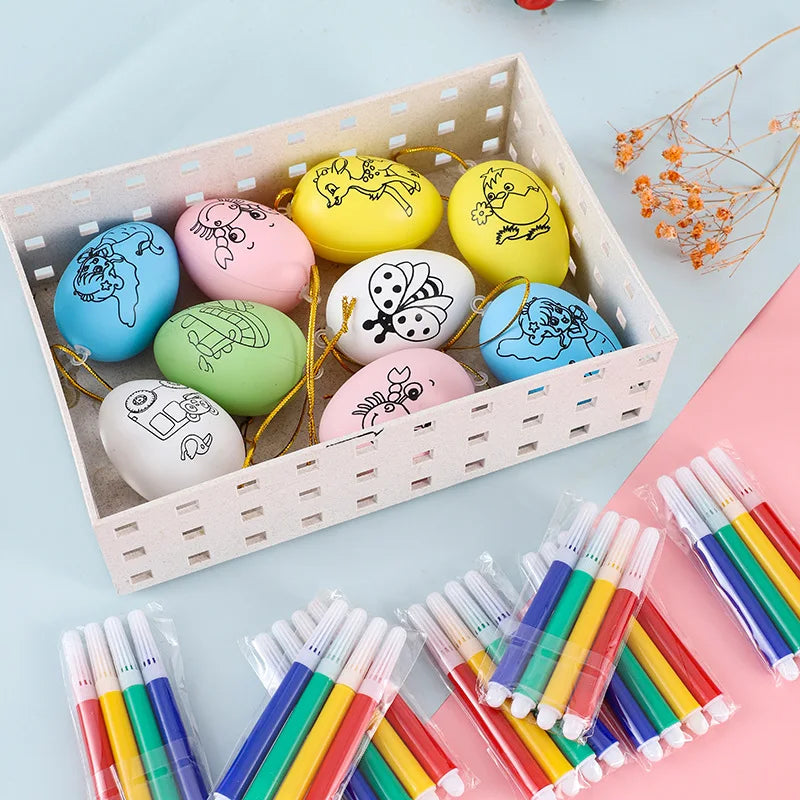 LulliNini 10Pcs DIY Arts Painting Eggs Color Filling Drawing Toys for Kids Birthday Party Favors Kindergarte Prizes Baby Shower Party Gift