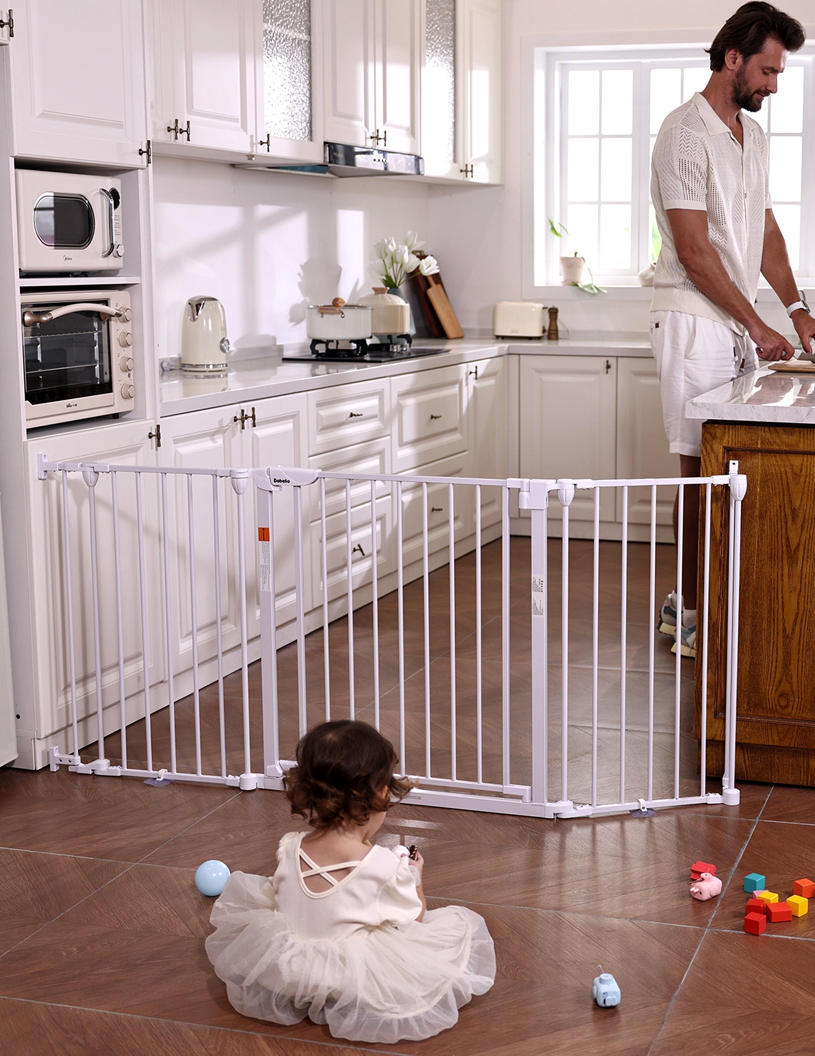 Babelio 104 inch extra wide baby gate for large room divider and fireplace
