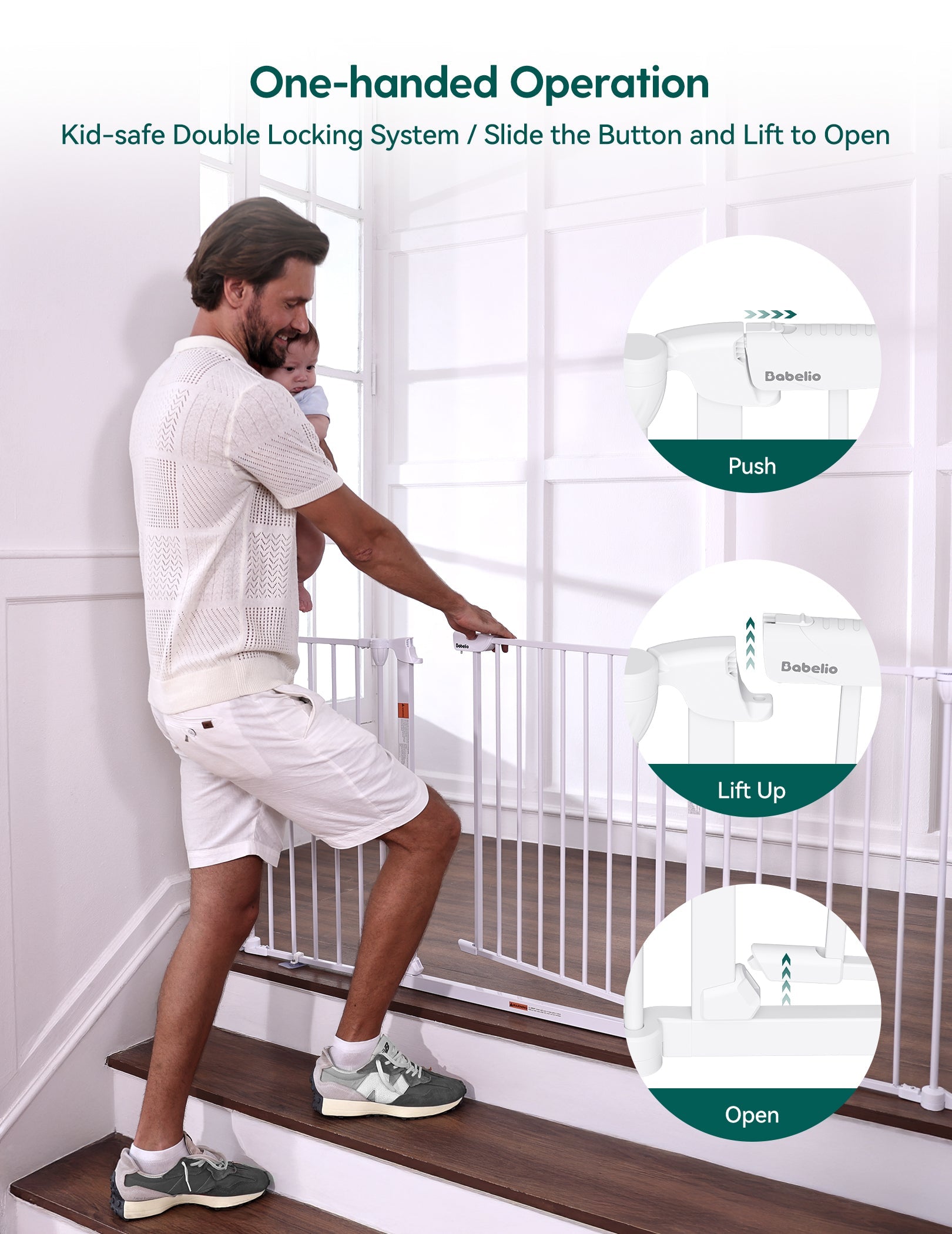 Babelio 104 inch extra wide baby gate for large room divider and fireplace