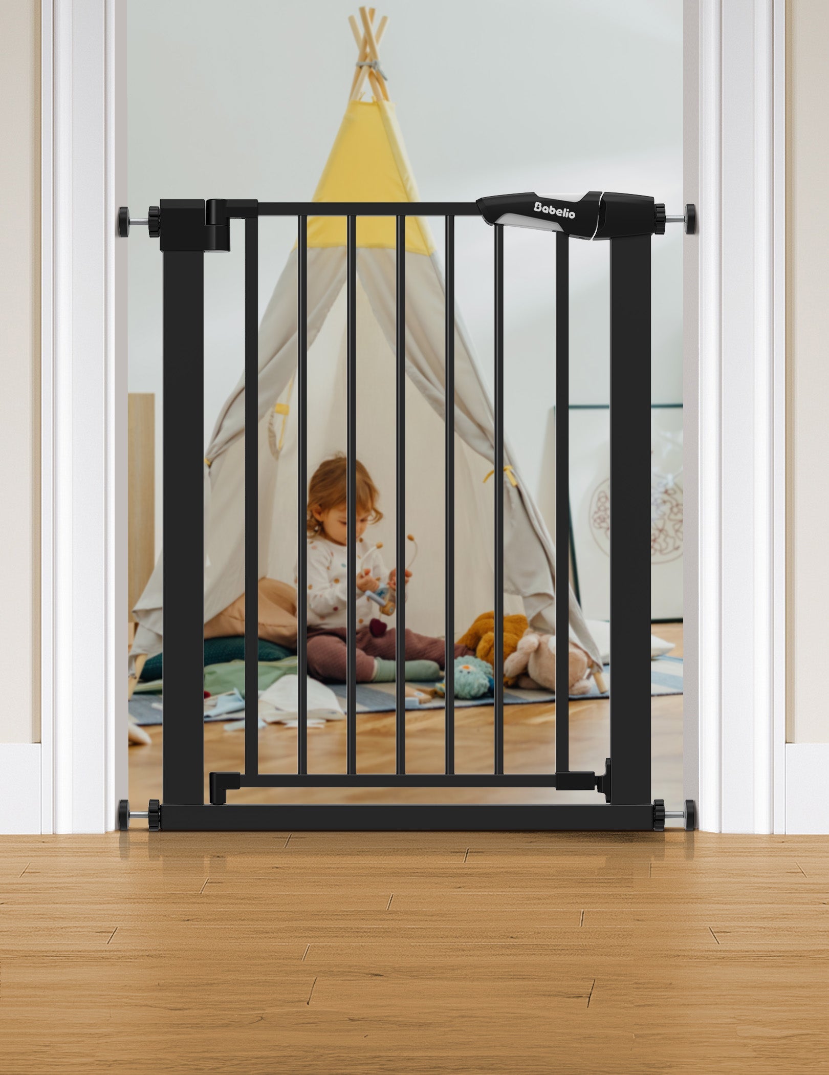 Babelio Baby Gate for Narrow Space | Pressguard - babeliobaby - White - 30 Inch