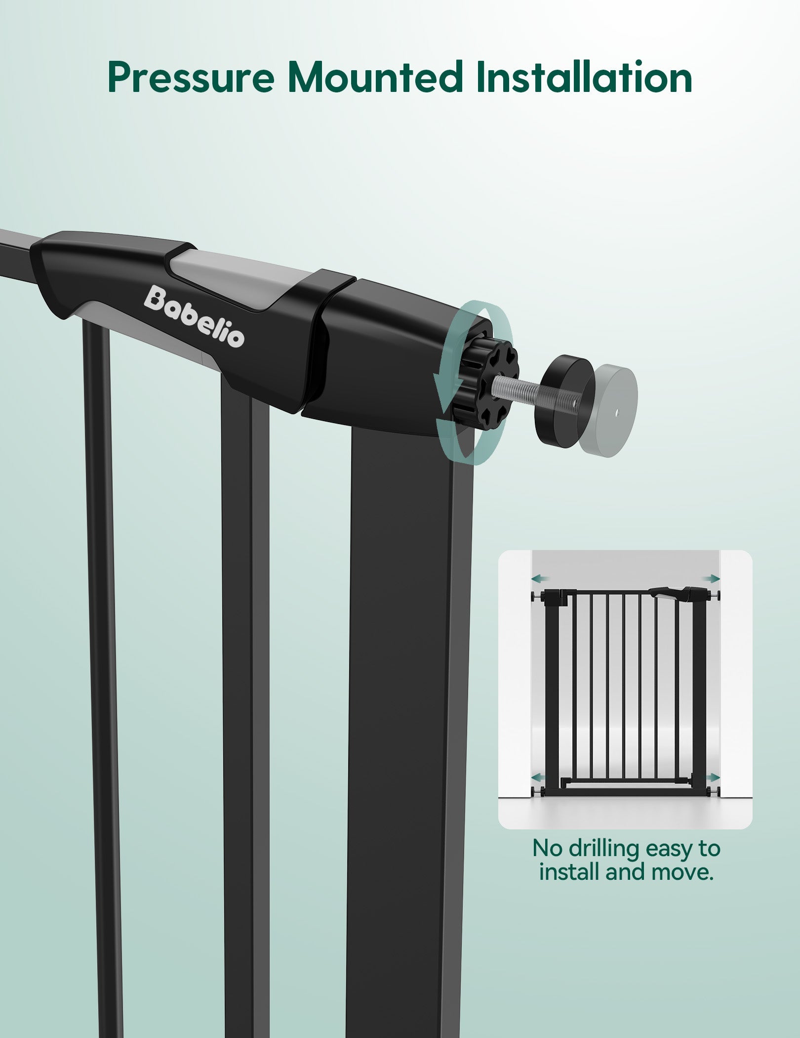 Babelio Baby Gate for Narrow Space | Pressguard - babeliobaby - White - 30 Inch