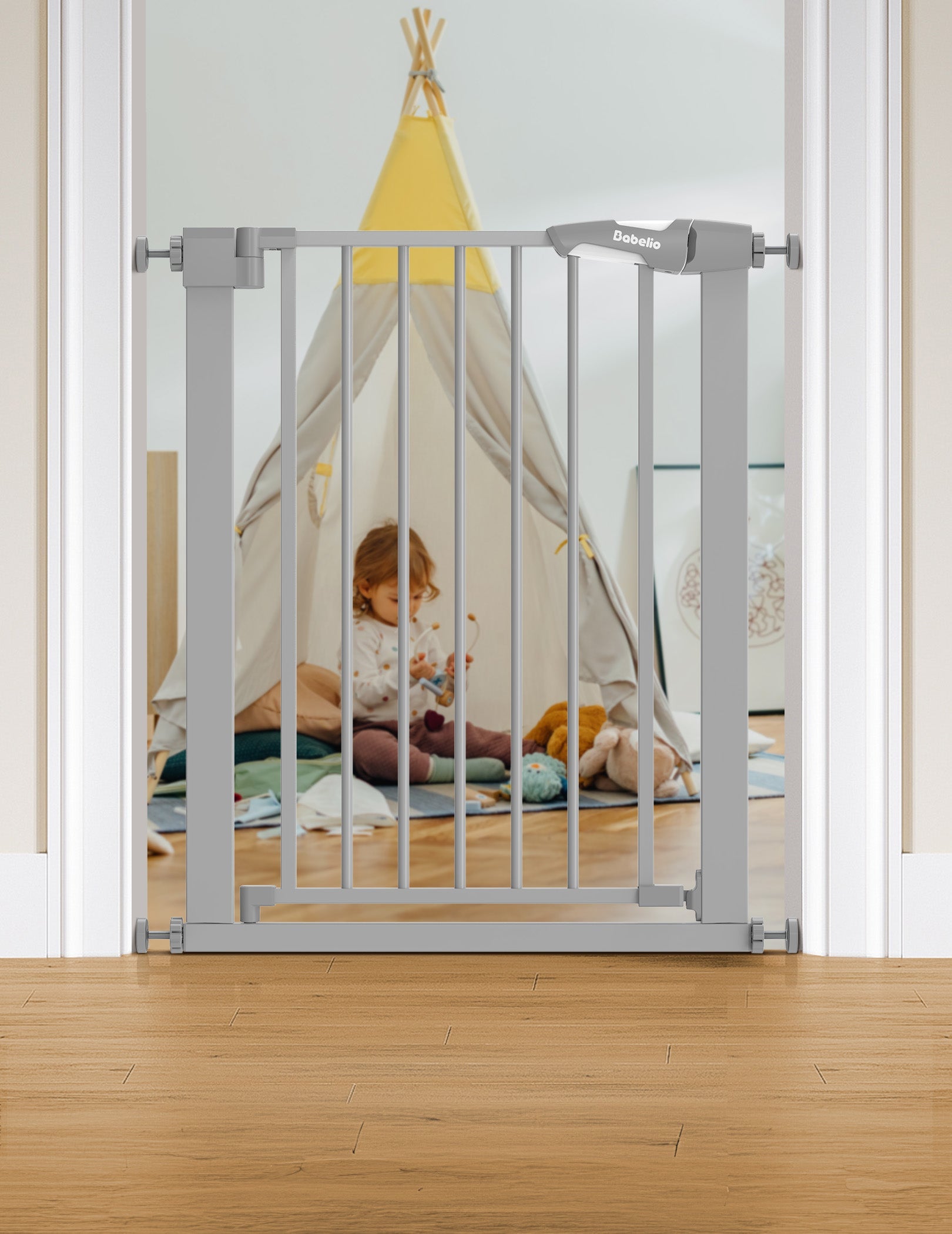 Babelio Baby Gate for Narrow Space | Pressguard - babeliobaby - White - 30 Inch