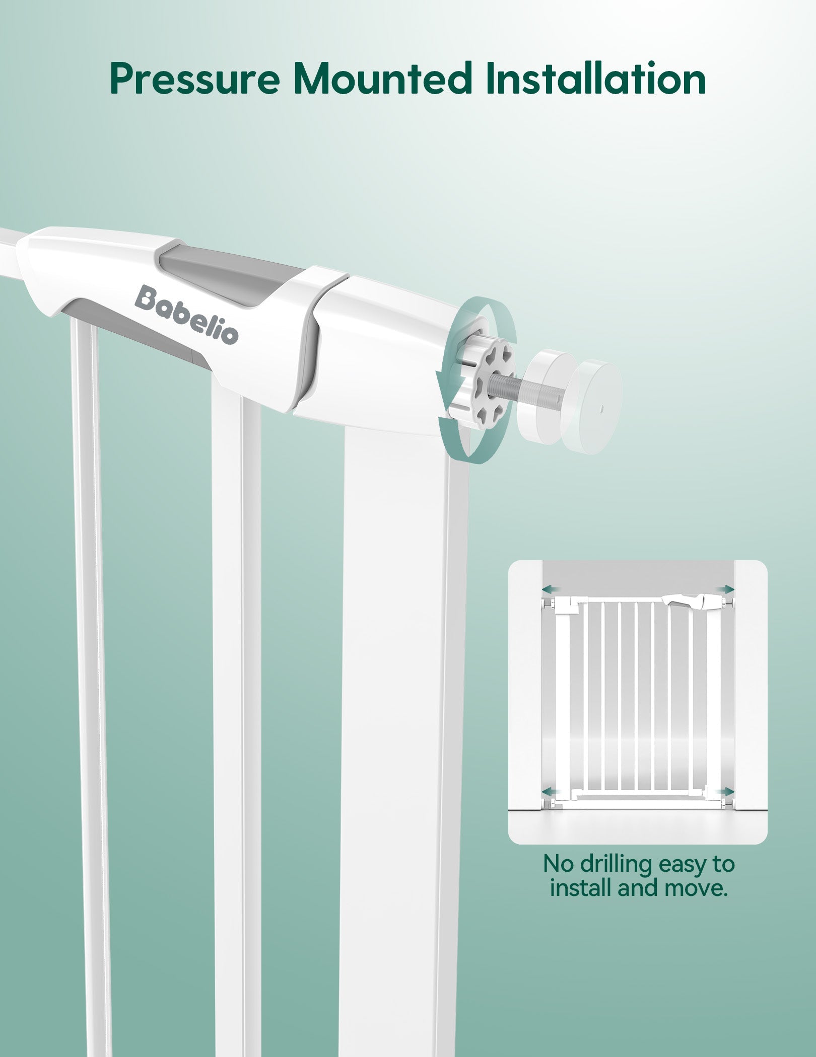 Babelio Baby Gate for Narrow Space | Pressguard - babeliobaby - White - 30 Inch