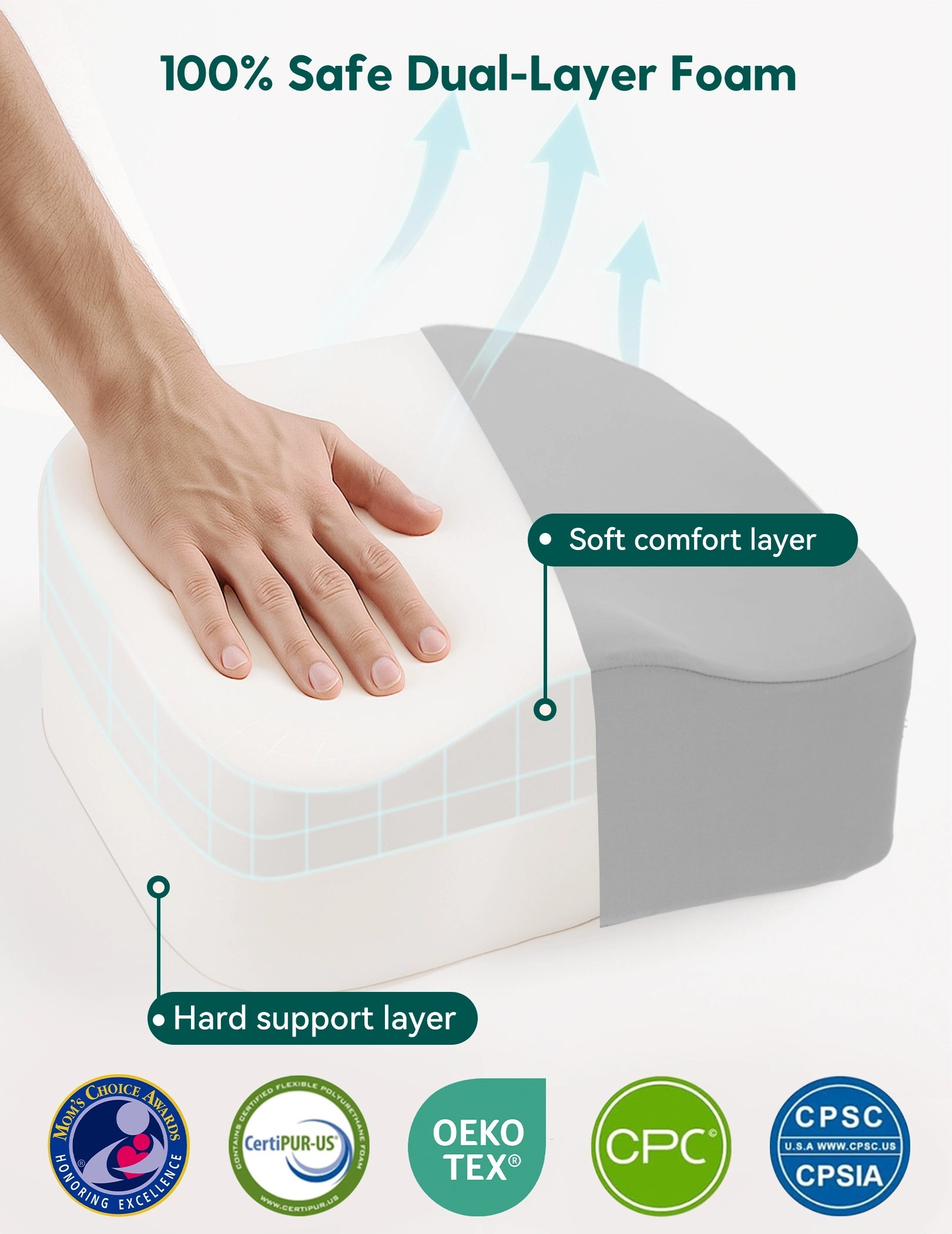 Babelio booster seat cushion with dual-layer foam and washable cover for dining chair