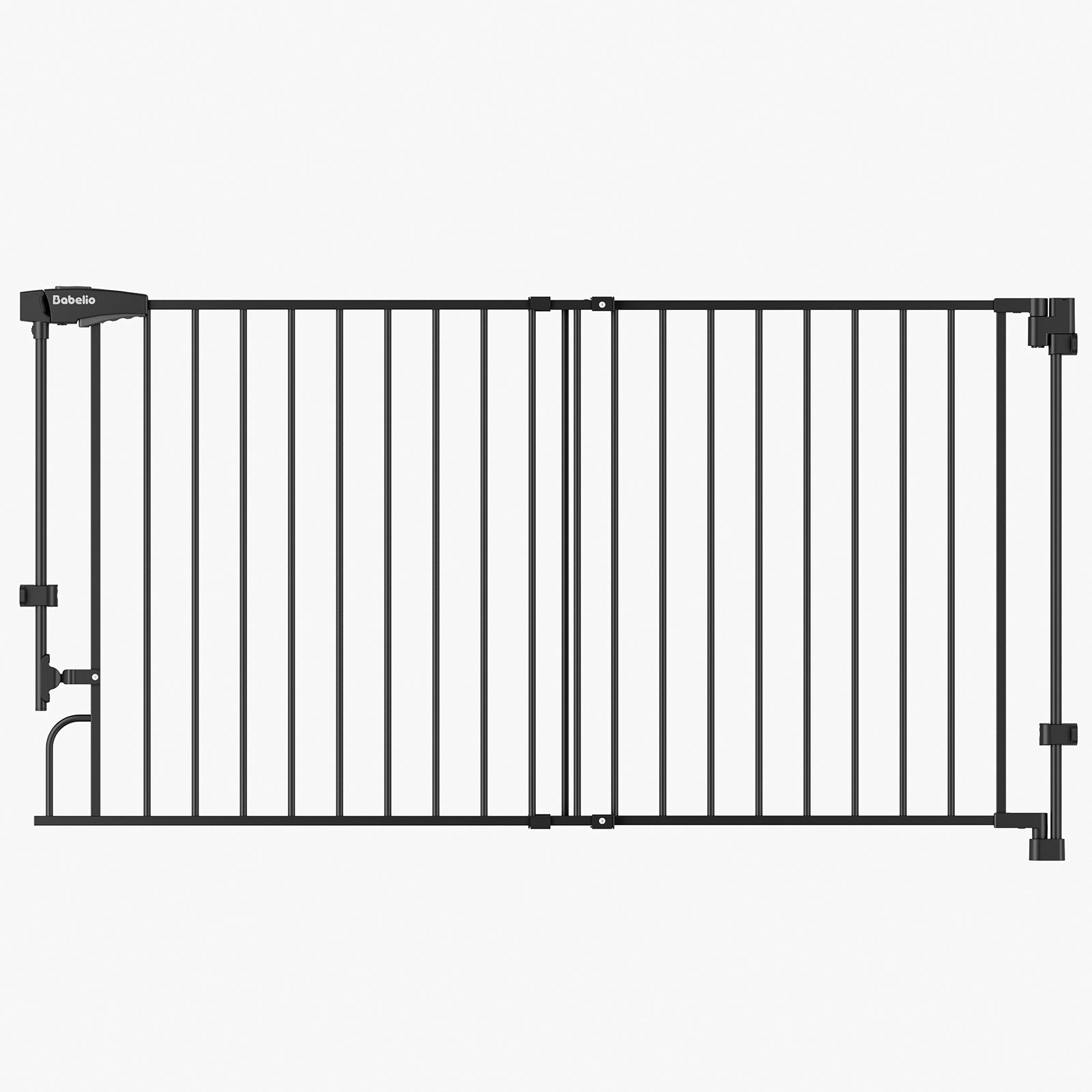 Babelio black metal baby safety gate for stairs and doorways, modern vertical bars design