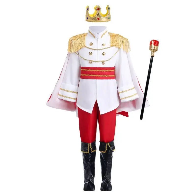 Boys Royal Prince Costume — Medieval King Outfit with Crown, Cape & Full Accessories Set - babeliobaby - 001 - 110