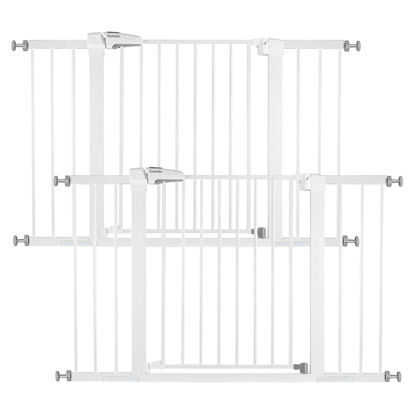 Babelio white baby safety gate, adjustable metal design for flexible home coverage