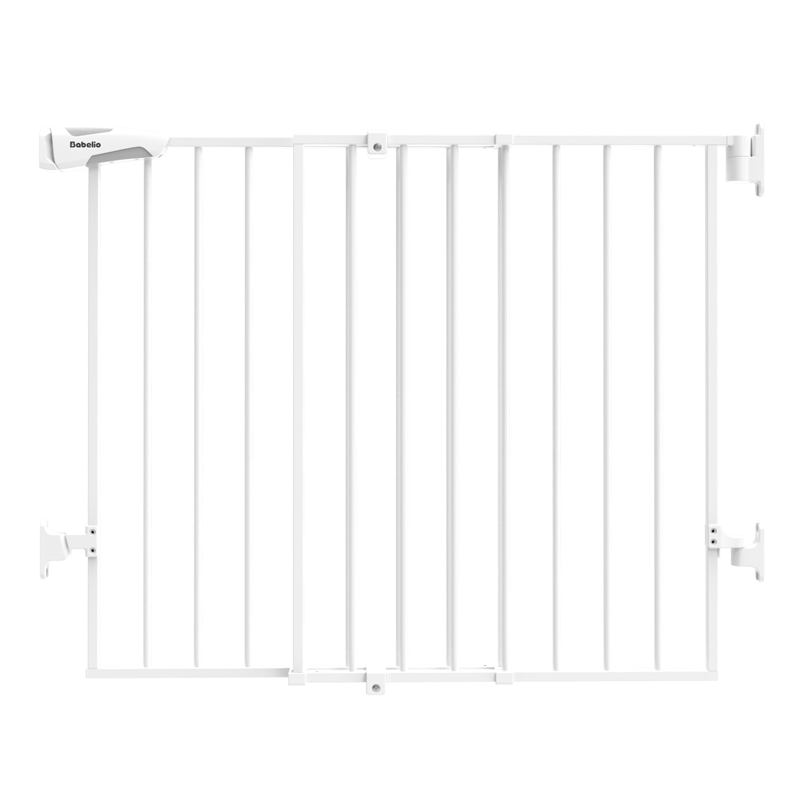 Babelio white baby safety gate with vertical bars, wall mounted, for home use