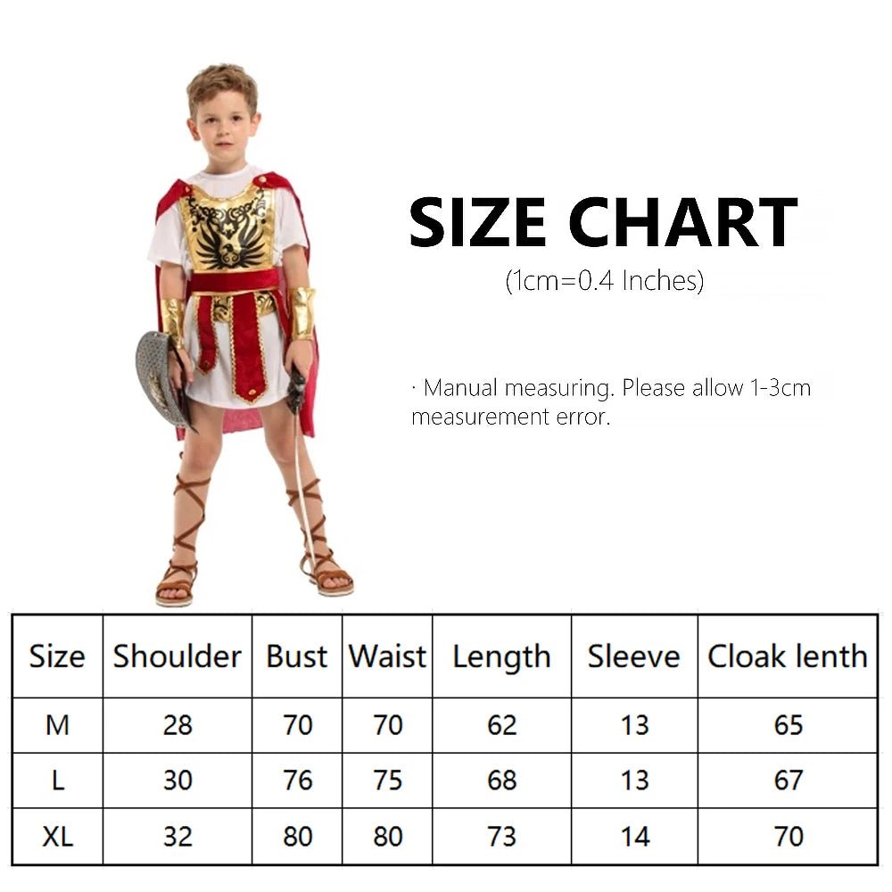 Kids Knight Costume — Medieval Armor Cosplay Outfit with Cape for Boys, Stage & Halloween - babeliobaby - Royal samurai - M(Fit 110 - 120cm)