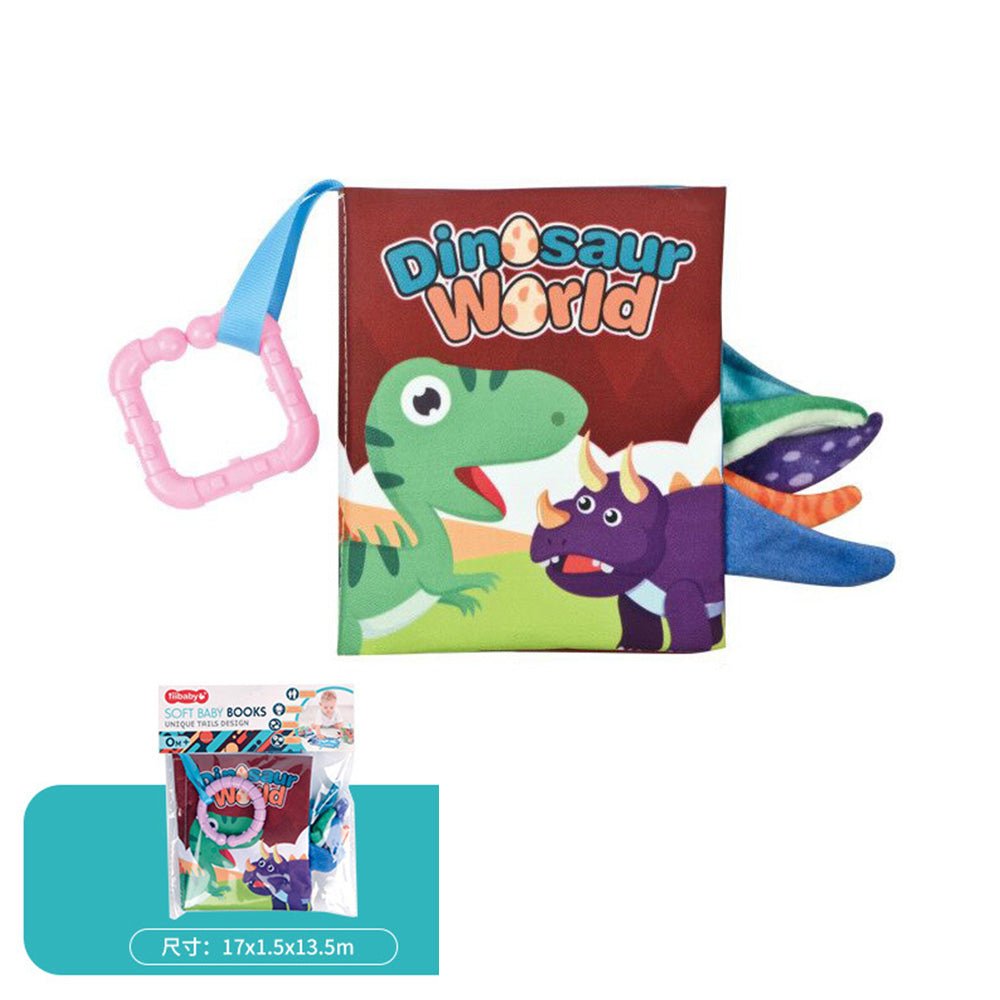 Babelio soft baby book with dinosaur design and teether, ideal for nursery use