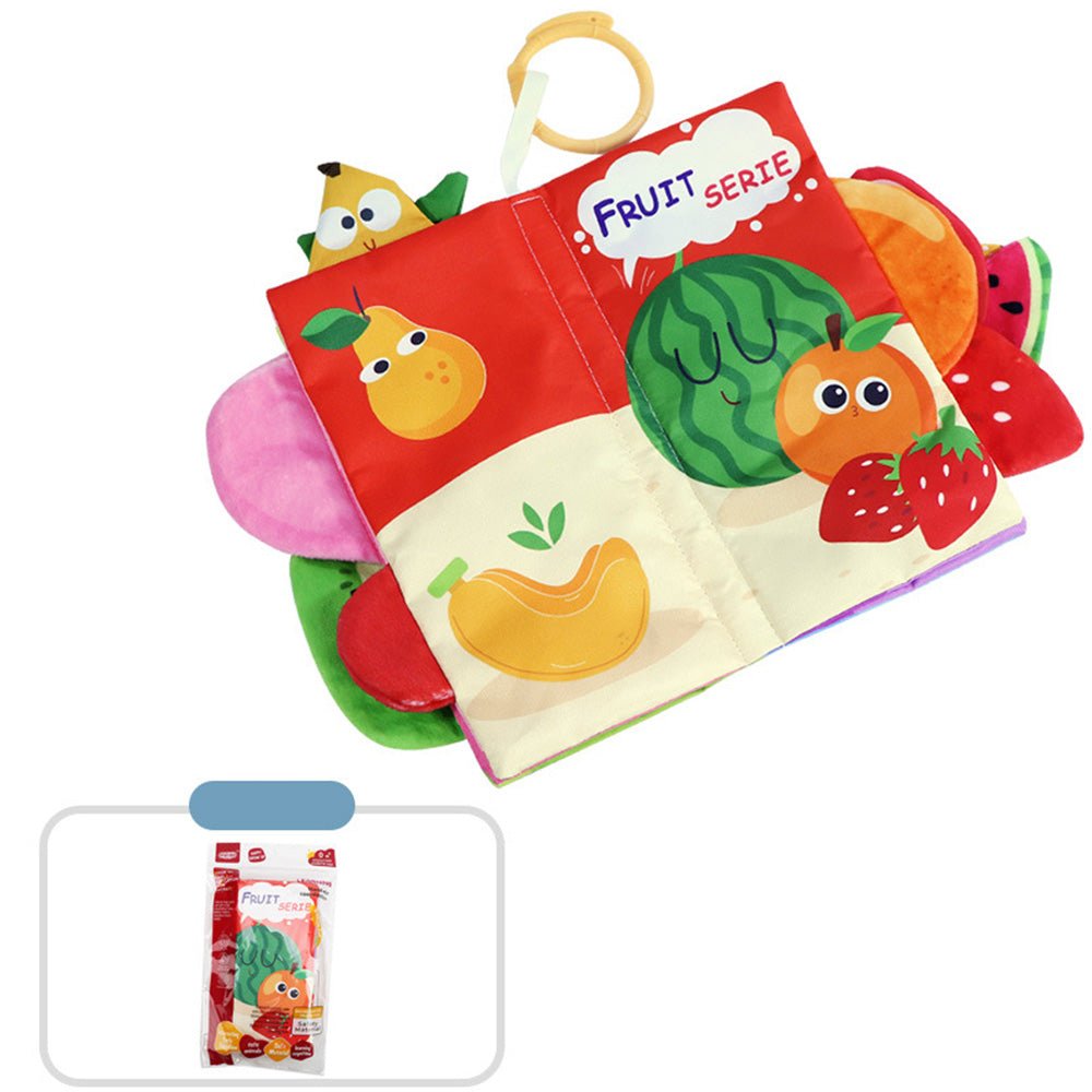 Babelio soft baby cloth book with colorful fruit illustrations for nursery learning