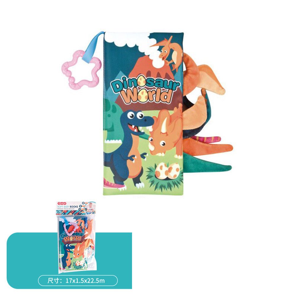 Babelio Dinosaur World soft baby book with colorful dinosaurs and star teether