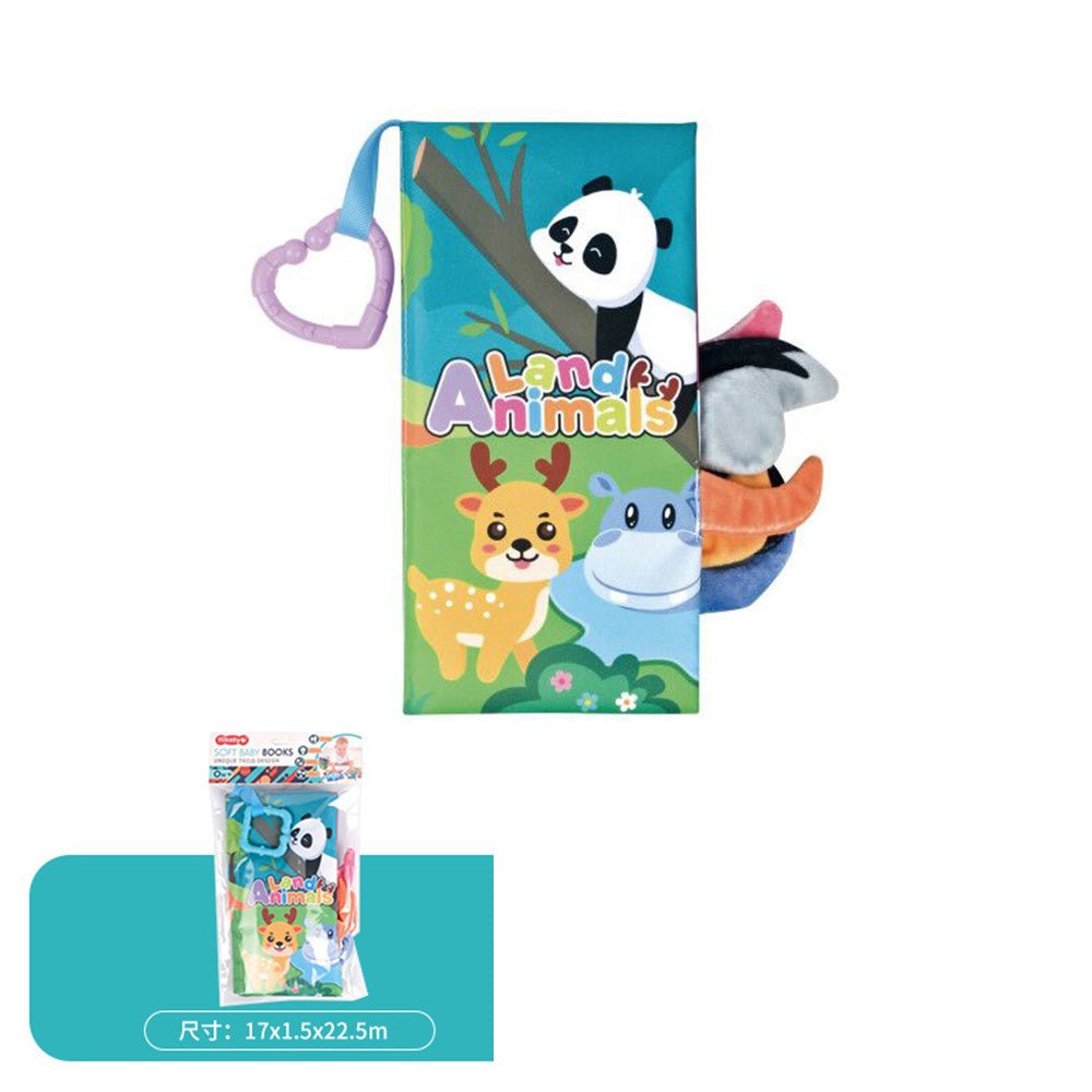 Babelio soft baby animal book with colorful animal illustrations and heart-shaped ring