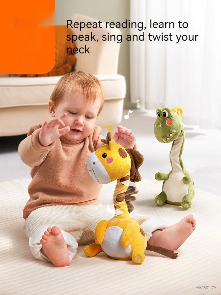 Baby playing with plush toys in a nursery, Babelio baby products focus