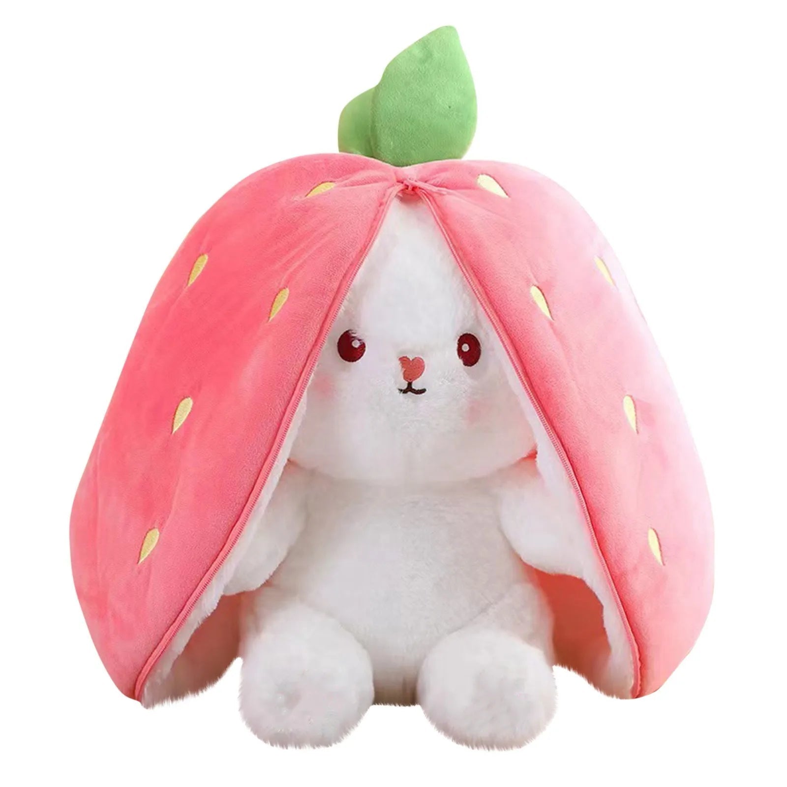 LulliNini Easter Bunny Plush Reversible Carrot Strawberry Bunny Plush Toy Pillow Bunny With Zipper Birthday Gift For Boys Girls Kids Doll