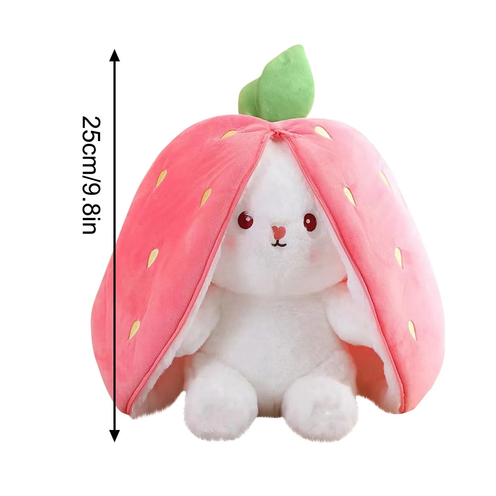 LulliNini Easter Bunny Plush Reversible Carrot Strawberry Bunny Plush Toy Pillow Bunny With Zipper Birthday Gift For Boys Girls Kids Doll