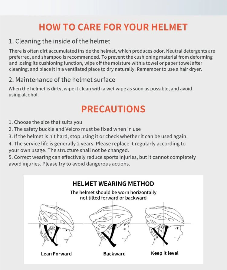 Babelio balance bike helmet care and wearing instructions with safety guidelines and diagrams.