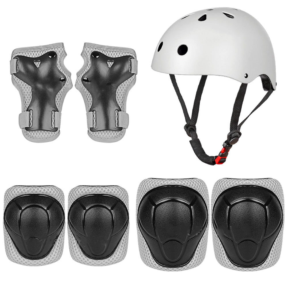 Babelio black and gray protective gear set with helmet, knee, elbow, and wrist pads for kids.