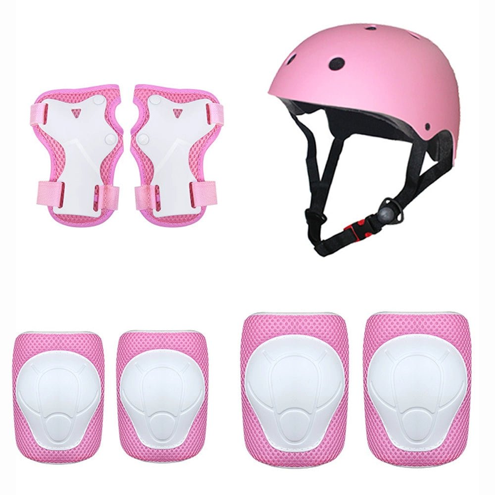 Babelio pink kids helmet and protective pads set, ideal for baby safety.
