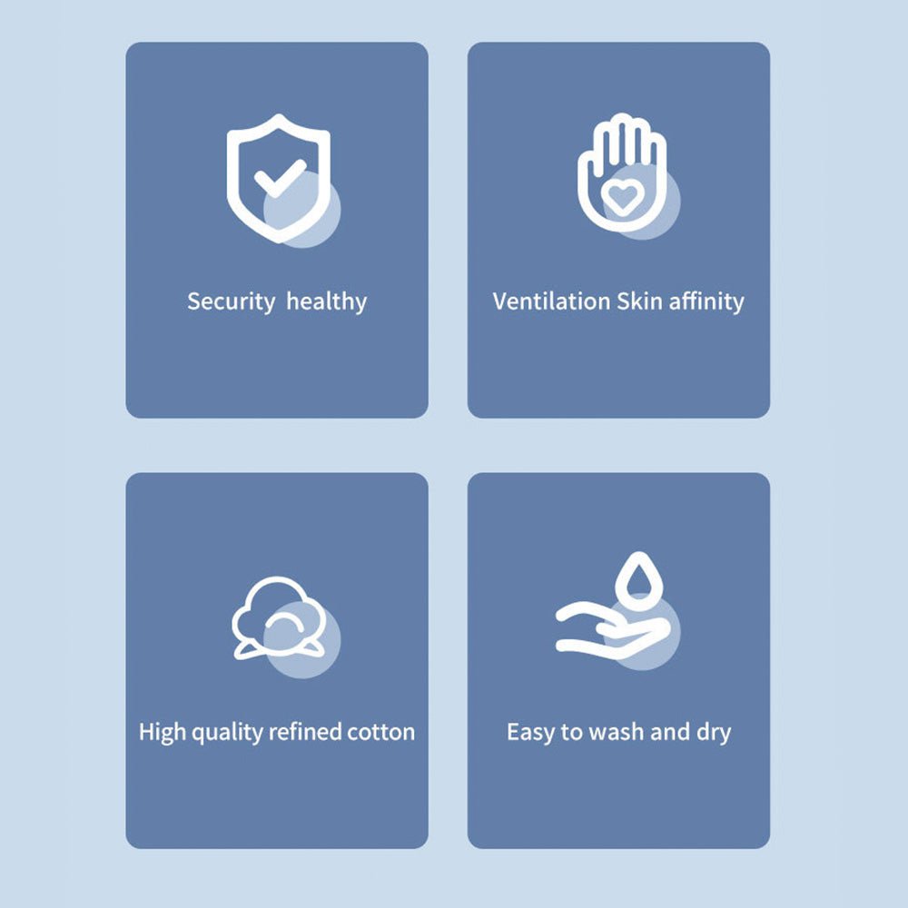 Babelio baby bibs infographic showing security, ventilation, cotton quality, easy washing benefits