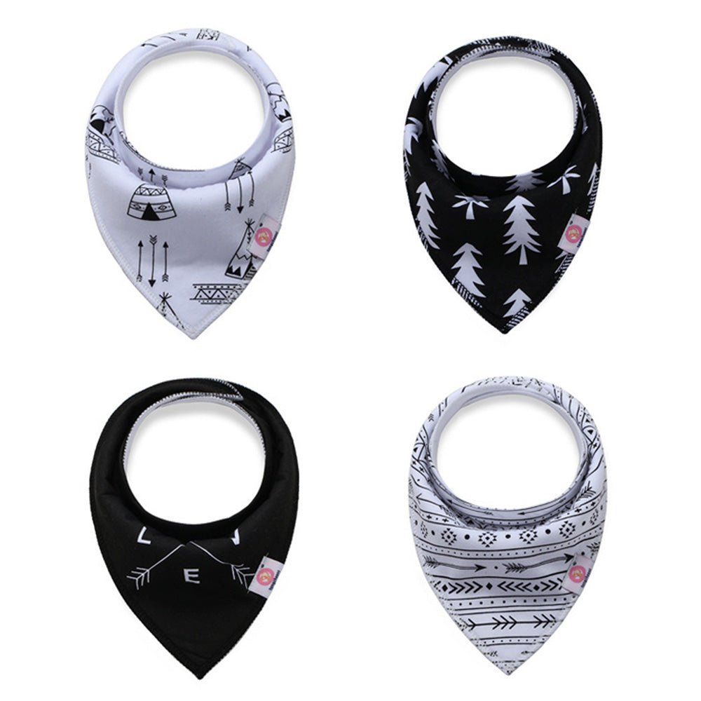 Babelio baby bandana bibs set with black and white patterns, stylish nursery accessory
