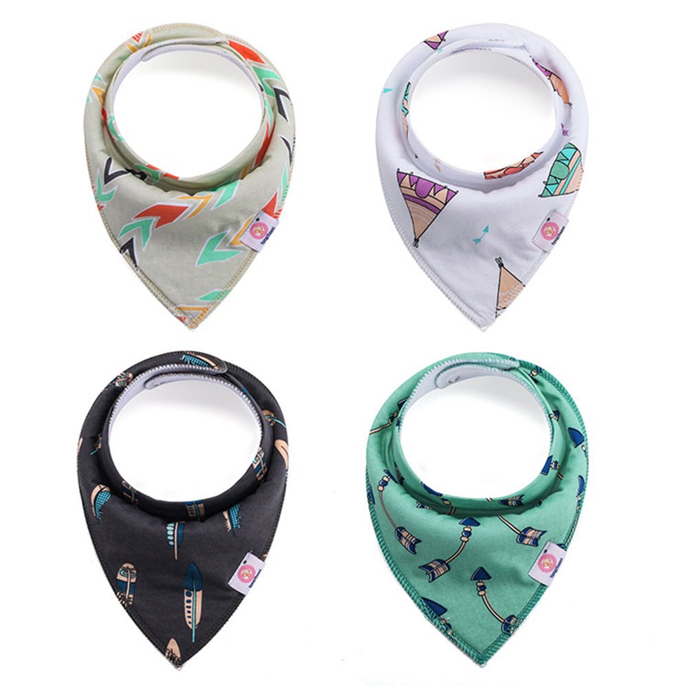 Babelio colorful baby bandana bibs with playful prints, displayed on white background