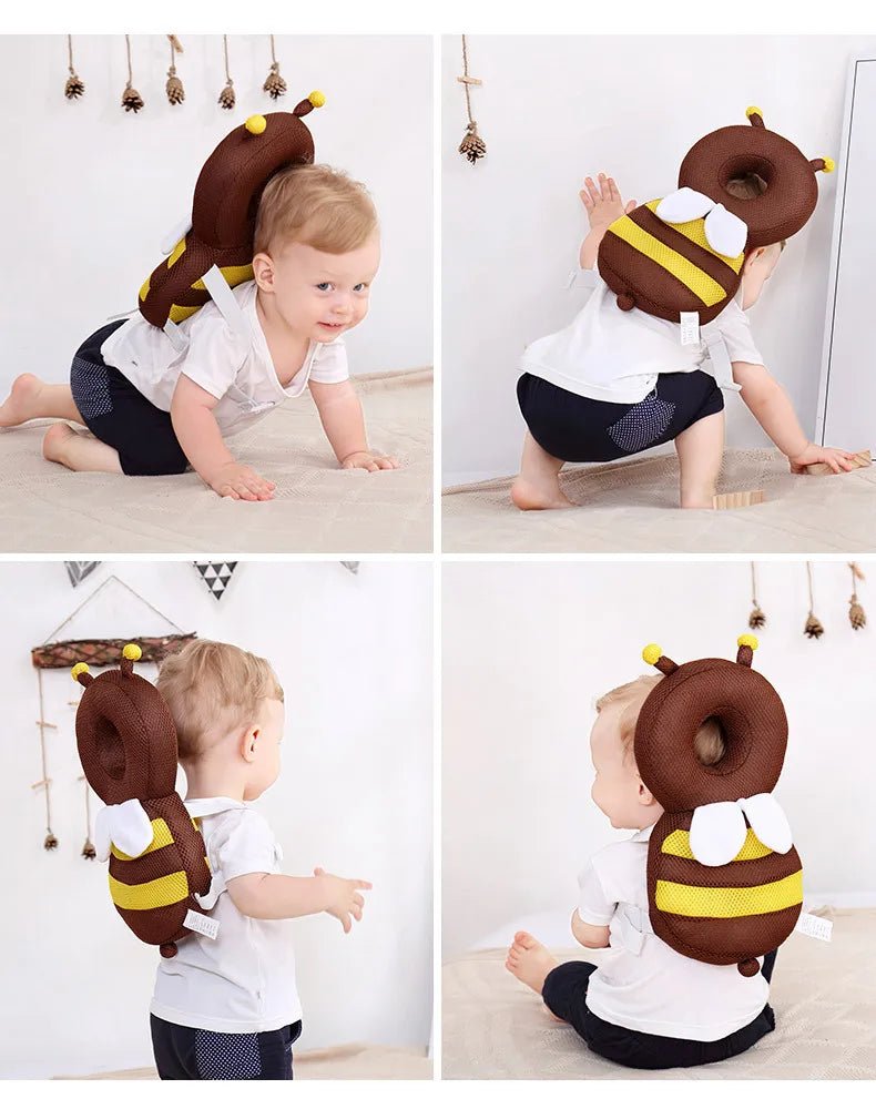 NIDOMIO New Learn Walk Head Back Protector Anti Fall Cartoon Baby Protect Pillow Kids Safe Backward Cap Head Protector Cushion - babeliobaby - 30cm brown -