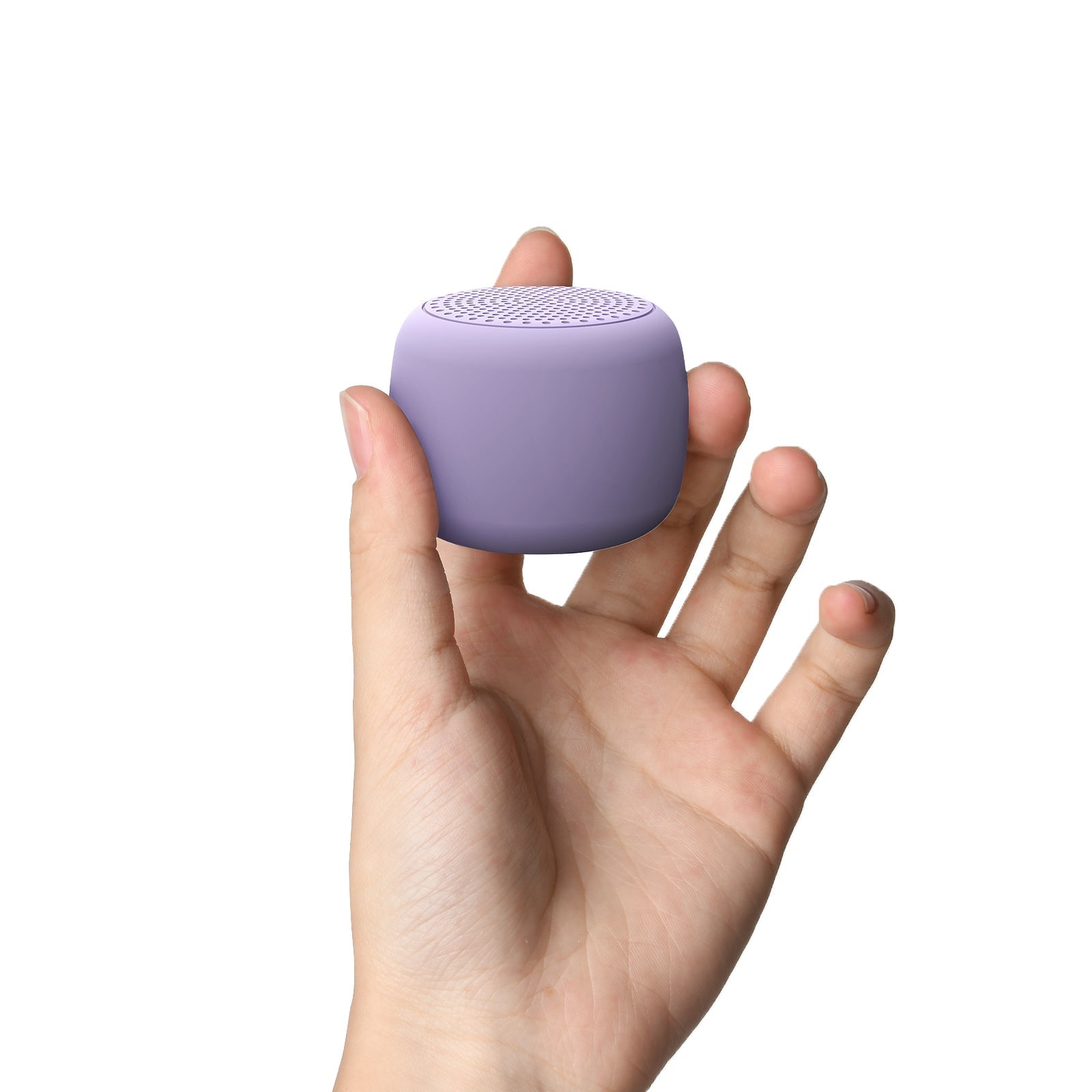 Hand holding Babelio mini white noise machine for babies and kids, portable and compact