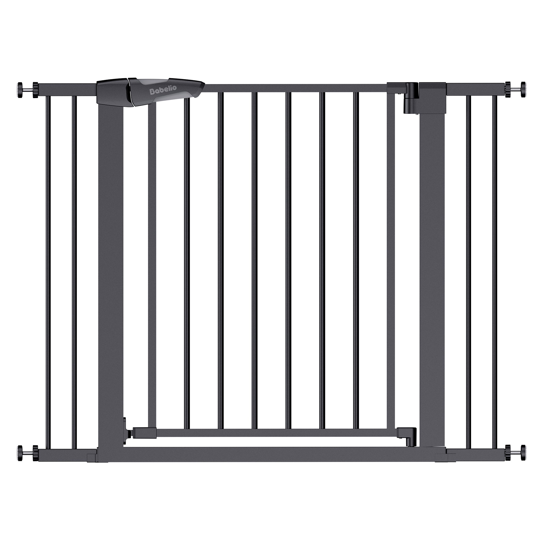 Babelio black baby safety gate, pressure-mounted for stairs or hallway, modern design#Color_Black