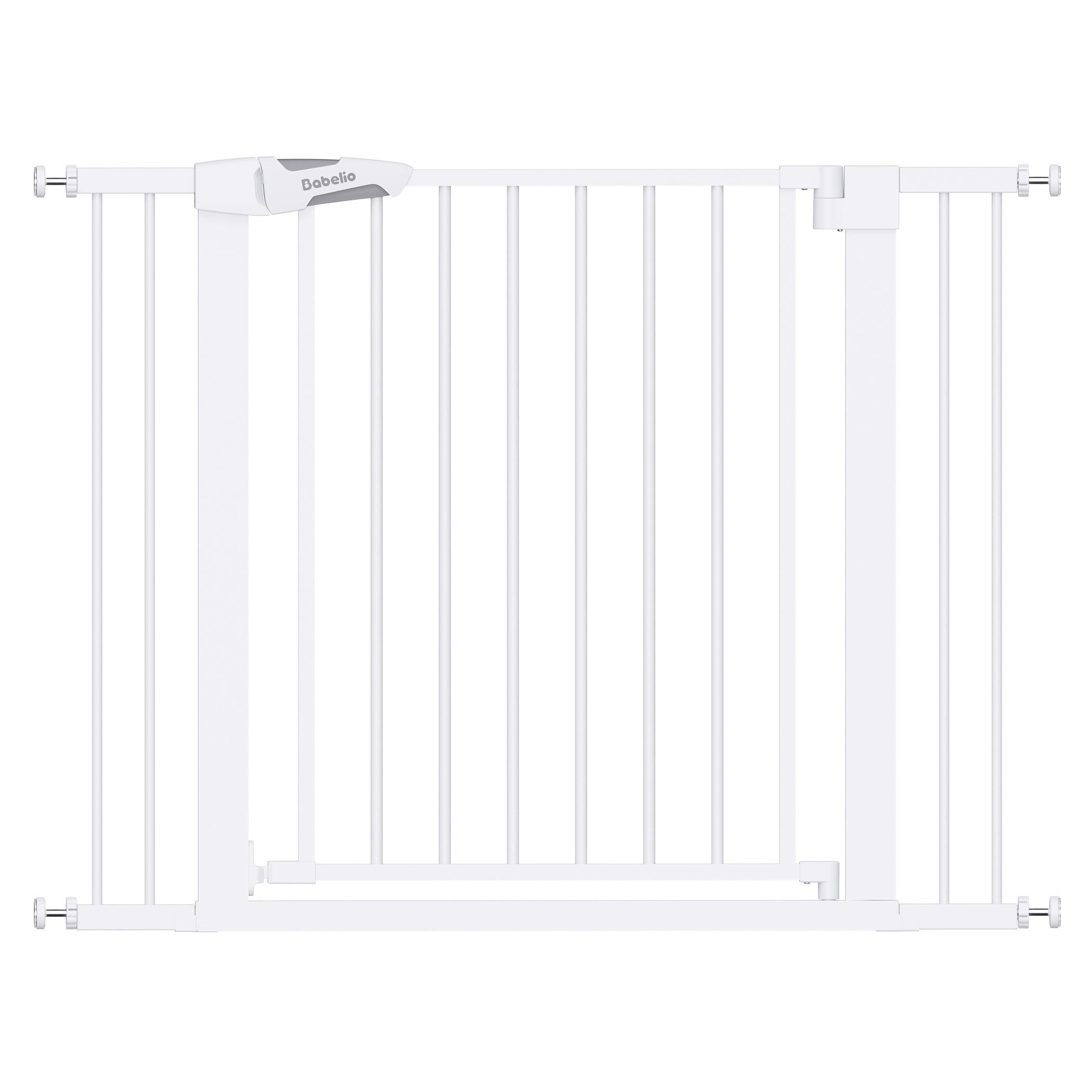 Babelio white baby safety gate, pressure mounted for stairs or doorway, modern design#Color_White
