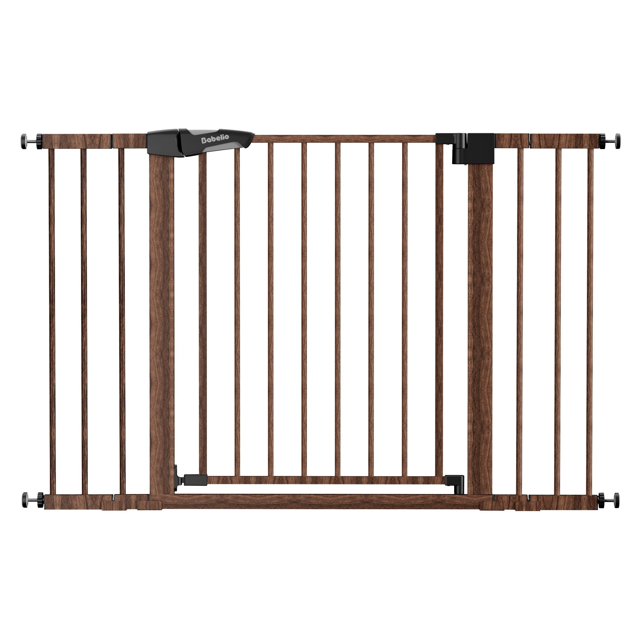 Babelio wooden baby safety gate with pressure mount for stairs and doorways