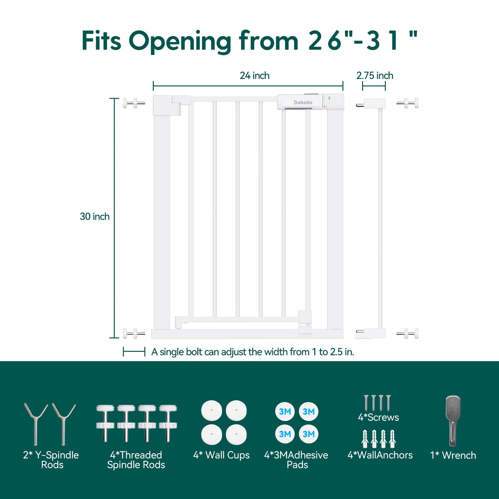 PressGuard U1 | Upgrade Pressure-Mounted Safety Baby Gate for Doorways & Stairs