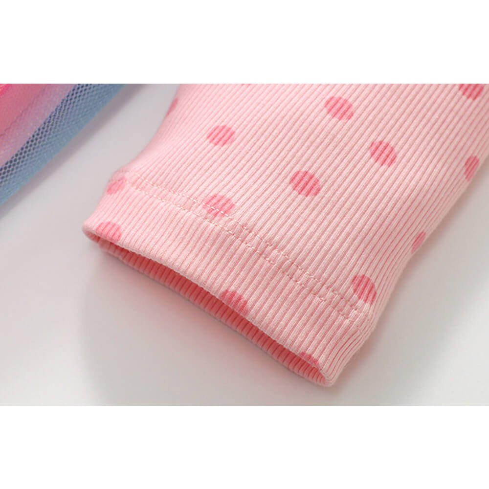 Babelio pink polka dot ribbed long sleeve fabric detail for baby dress