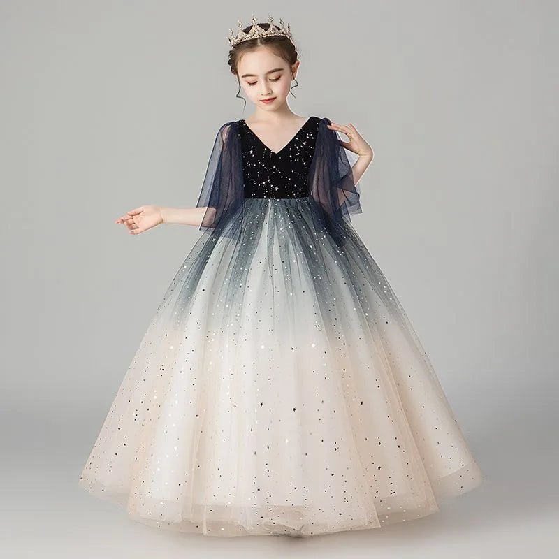 Babelio princess sequin dress for girls with crown, elegant formal party outfit