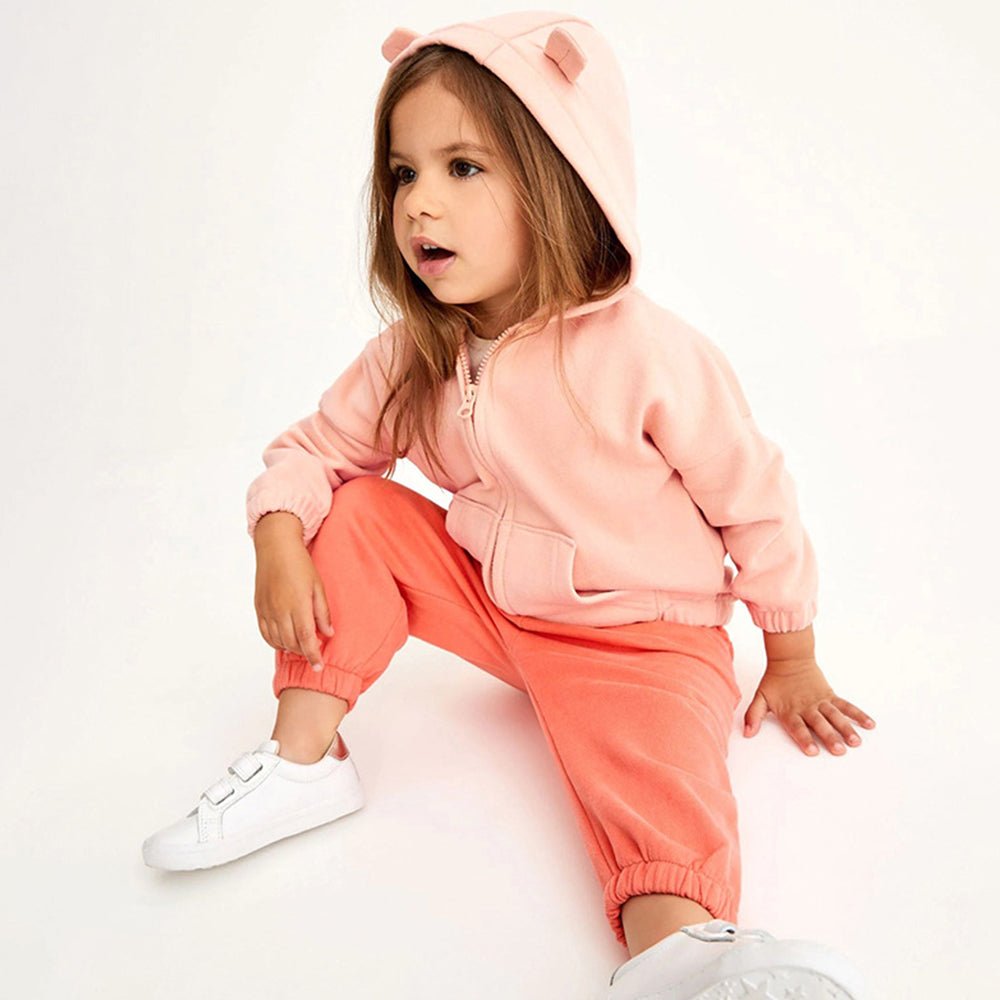 Autumn Chic: Pure Cotton Long-Sleeve Hooded Sweatshirt and Pants Set for Girls - babeliobaby