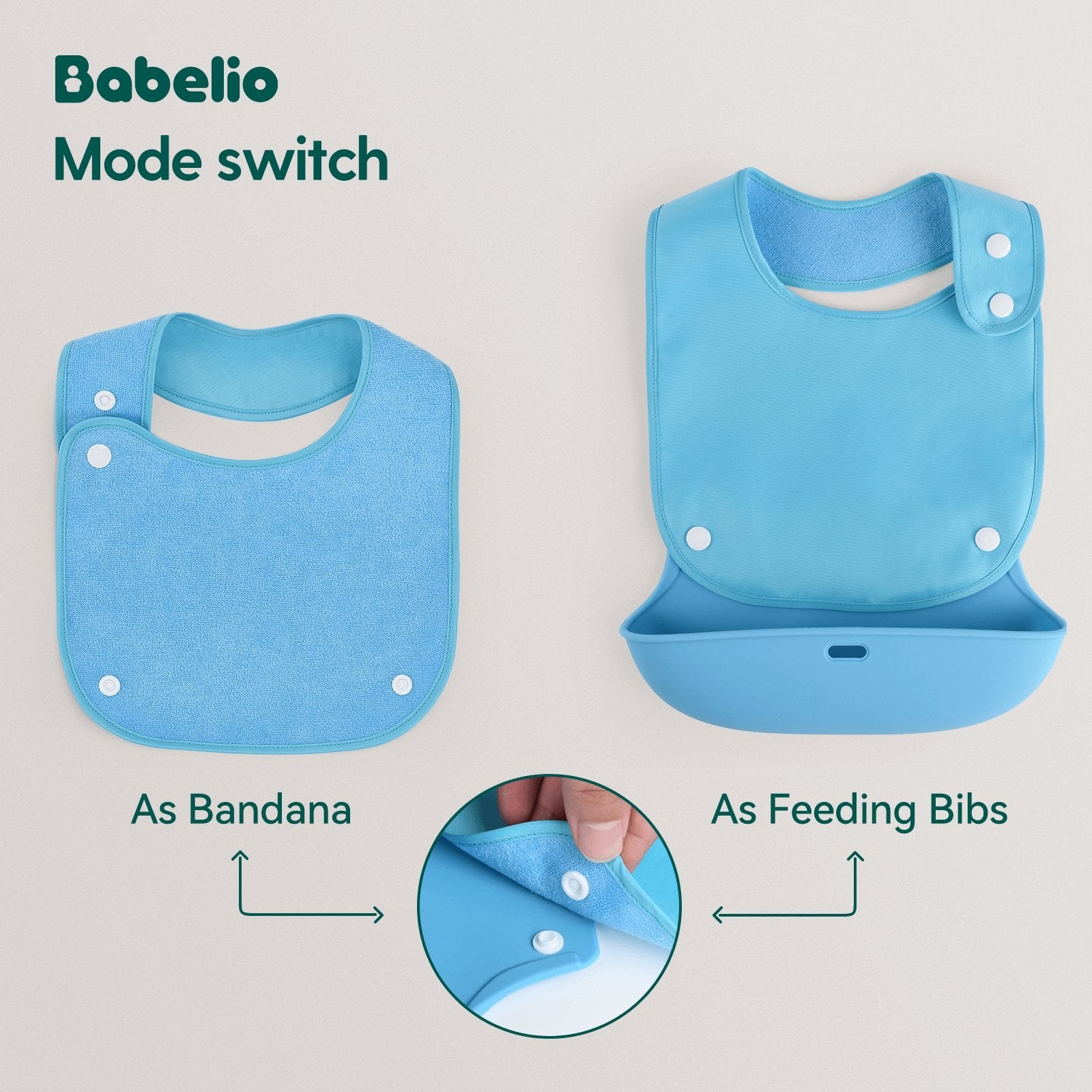 Babelio 2 in 1 Silicone Baby Bibs & Convertible Bandana (Blue) - babeliobaby