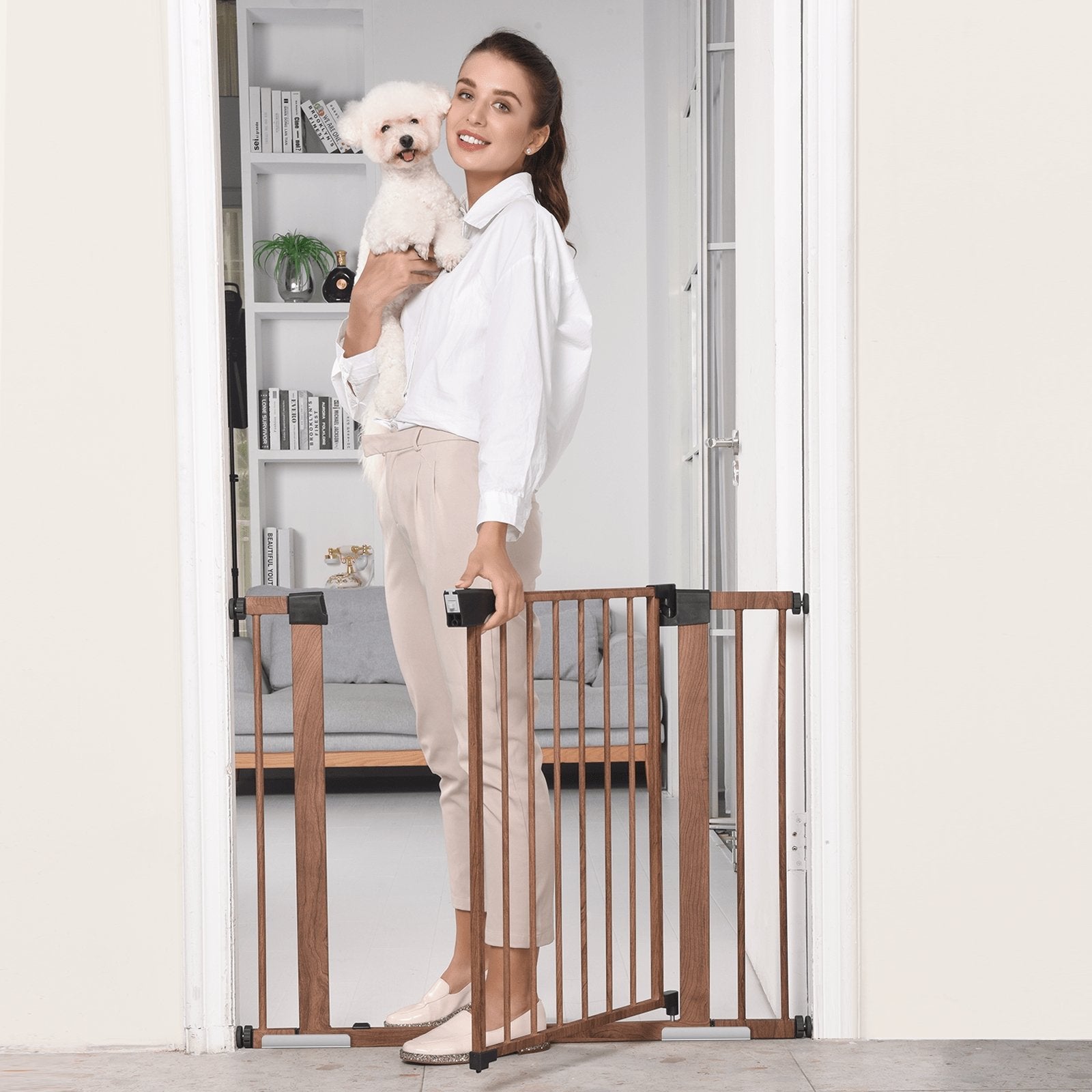Babelio Baby Metal Gate Extension with Wood Pattern, 2.7'' Extension, 30'' Hight - babeliobaby