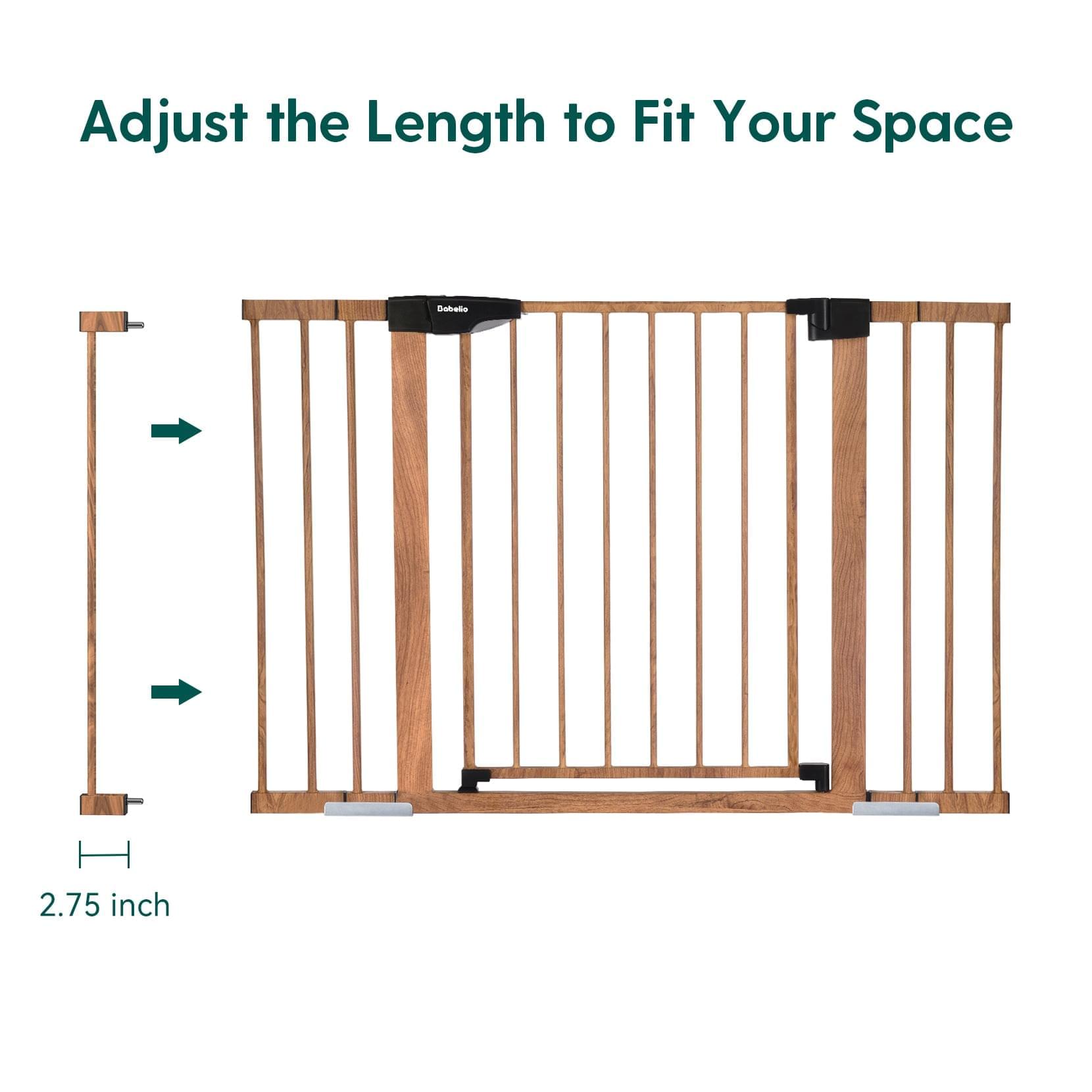 Babelio Baby Metal Gate Extension with Wood Pattern, 2.75''(7 cm) Extra Wide Pet Gate for Stairs & Doorways, Pressure Mounted Dog Gate, 28" Tall - babeliobaby