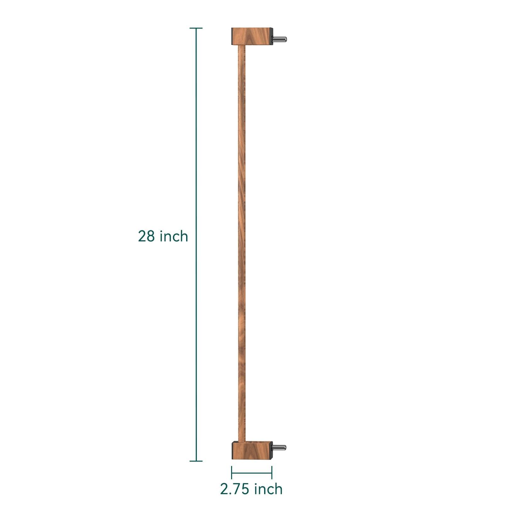 Babelio Baby Metal Gate Extension with Wood Pattern, 2.75''(7 cm) Extra Wide Pet Gate for Stairs & Doorways, Pressure Mounted Dog Gate, 28" Tall - babeliobaby