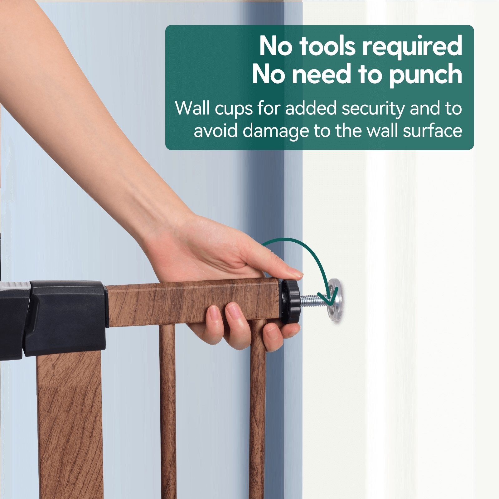 Babelio Baby Metal Gate Extension with Wood Pattern, 5.5'' Extension, 30'' Hight - babeliobaby