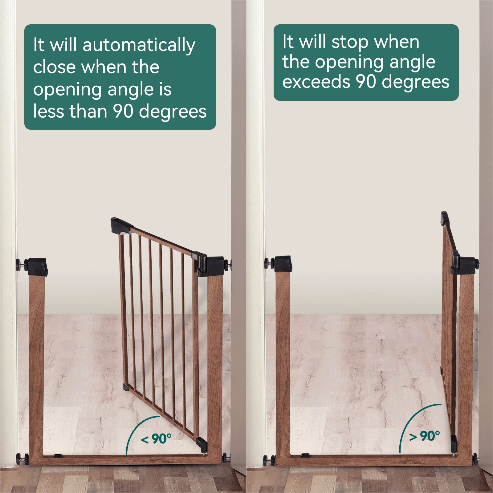 Babelio Baby Metal Gate Extension with Wood Pattern, 5.5'' Extension, 30'' Hight - babeliobaby
