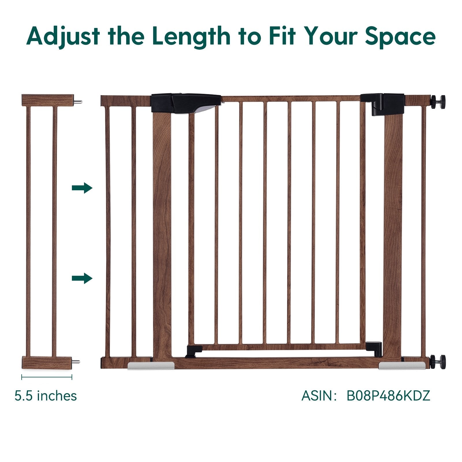 Babelio Baby Metal Gate Extension with Wood Pattern, 5.5'' Extension, 30'' Hight - babeliobaby